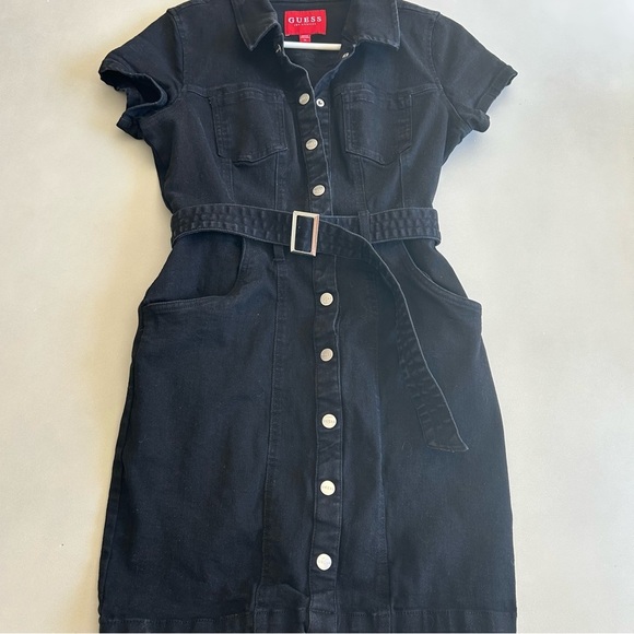 Guess Dresses & Skirts - Guess Black Button Down Denim Dress Size M
